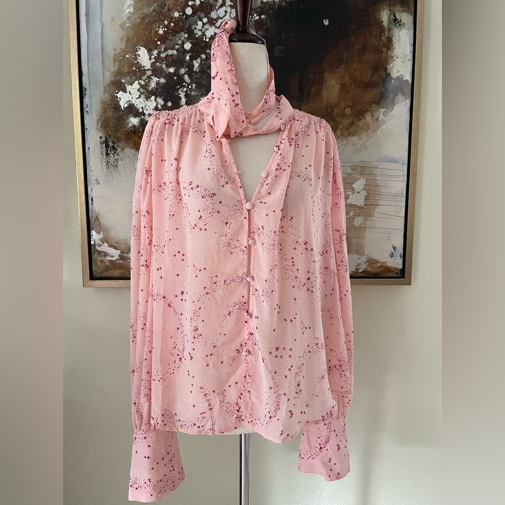 Free People Stars align printed ballet blouses shirt top size Small BNWPT